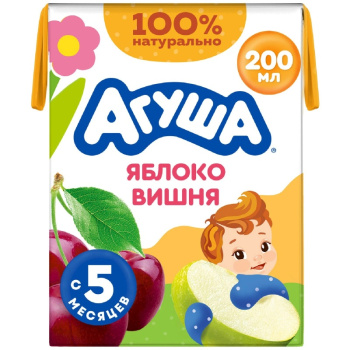 Сок Агуша осветленное Яблоко-вишня, 200 мл
