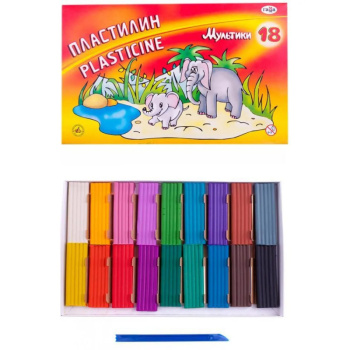 Пластилин Гамма Мультики, 18 цветов, со стеком, 360г
