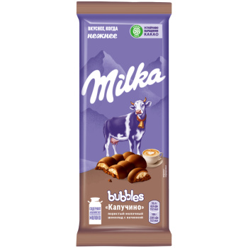 Шоколад молочный Милка Bubbles со вкусом капучино, 87г