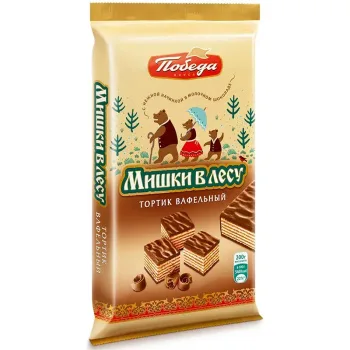 Торт вафельный Мишки в лесу, в молочном шоколаде, 200г