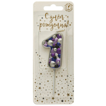 Свеча тортовая пузырьки 1, серебро