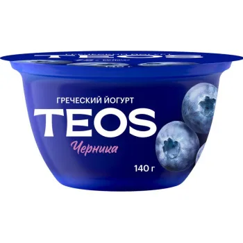 Йогурт греческий Савушкин Teos с черникой 2% БЗМЖ, 140г