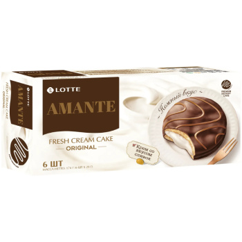 Пирожное Amante с кремовой прослойкой, вкус сливок, 174г