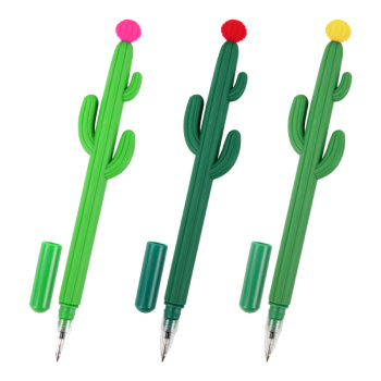 Ручка шариковая фигурная Юнландия, кактус, силиконовый корпус, ассорти