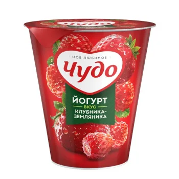 Йогурт вязкий Чудо клубника-земляника 2% БЗМЖ, 290г