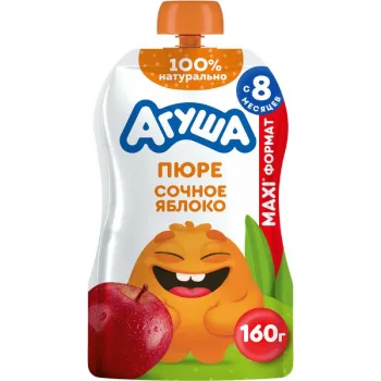 Пюре фруктовое Агуша сочное яблоко, 160г