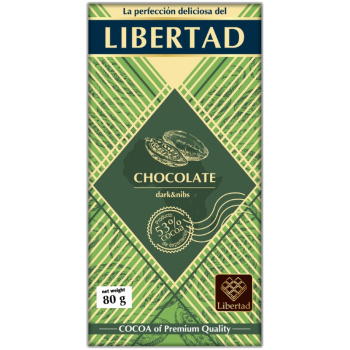 Шоколад тёмный Libertad с какао крупкой, 80г