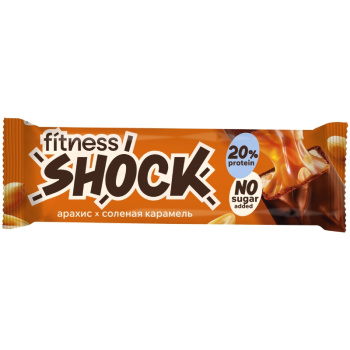 Батончик глазированный FitnesShock солёная карамель-арахис, 50г