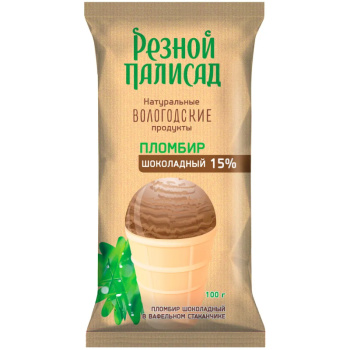 Мороженое Резной полисад пломбир шоколадный в вафельном стаканчике 15% БЗМЖ, 100г 