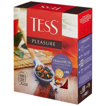 Чай черный Tess Pleasure лимон шиповник яблоко 100 пакетиков
