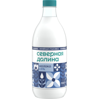 Молоко Северная Долина пастеризованное БЗМЖ 2,5%, 1,4л