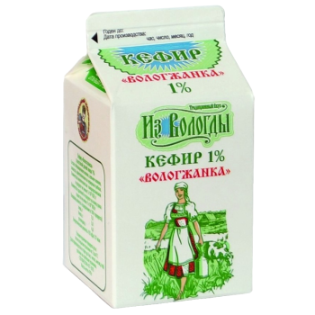 Кефир Вологжанка 1% БЗМЖ, 0,47л