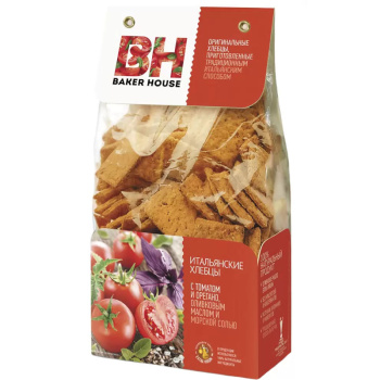 Хлебцы Итальянские Baker House с томатом орегано, оливковое масло, морская соль, 110г 