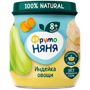 Пюре индейка с овощами ФрутоНяня 100 г