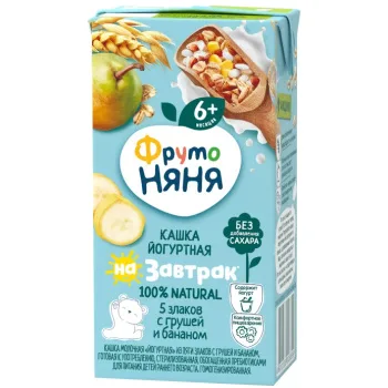 Каша Фрутоняня молочная 5 злаков, груша и банан, 200мл