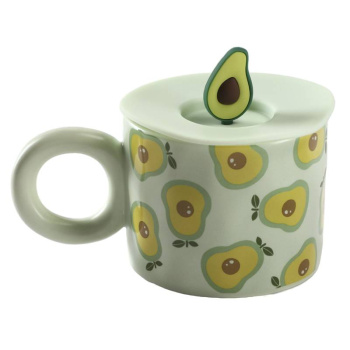 Кружка с силиконовой крышкой Авокадо 15х9,8х8см, 350мл