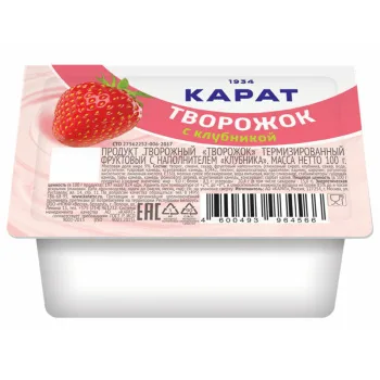 Творожок Карат с клубникой 9%, 100г