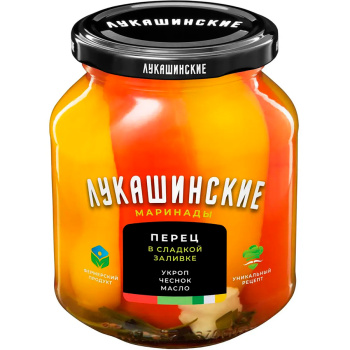 Перец Лукашинские в сладкой заливке зелень чеснок, 340г