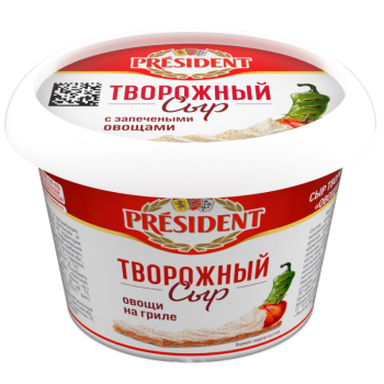Сыр Президент творожный, овощи на гриле БЗМЖ, 140г