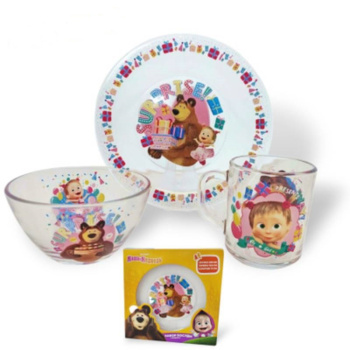 Набор Маша и Медведь Праздник 3пр кружка 250мл. салатник 13см.тарелка 19,5 ММН3-3