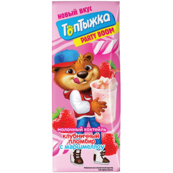 Коктейль молочный Топтыжка клубника пломбир с маршмеллоу 200г БЗМЖ