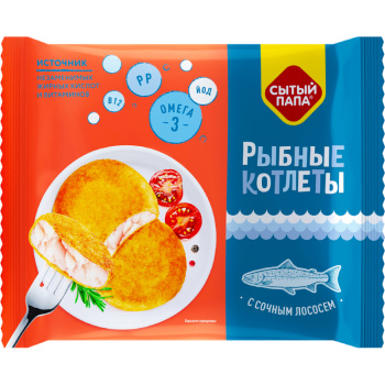 Котлеты рыбные Сытый папа Лососевые, 300г