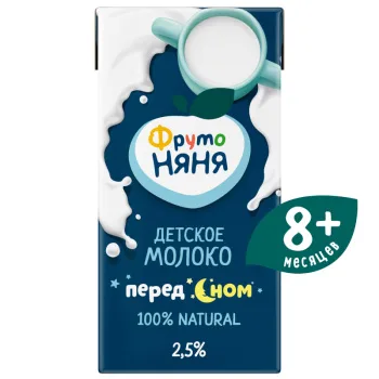 Молоко ФрутоНяня питательное ультрапастеризованное 2,5% БЗМЖ, 200мл