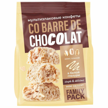 Конфеты мультизлаковые Co barre de Chocolat с белой глазурью 135г