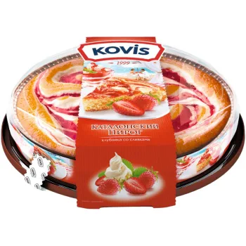 Пирог Каталонский Kovis бисквитный Клубника со Сливочным кремом, 400г