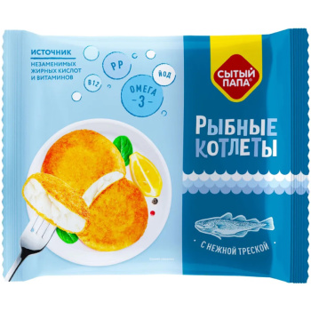 Котлеты рыбные Сытый папа Тресковые, 300г
