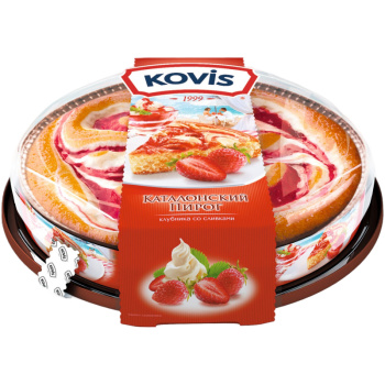 Пирог Каталонский Kovis бисквитный Клубника со Сливочным кремом, 400г