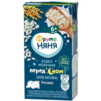 Каша ФрутоНяня жидкая молочная рисовая обогащенная пребиотиками и фруктозой БЗМЖ, 200мл