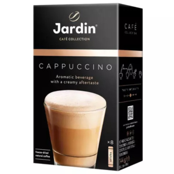Кофе порционный Jardin 3в1 Cappuccino Тоффи премиум микс, 8 пакетиков по 18г 