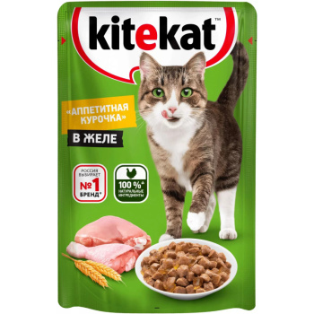 Влажный корм Kitekat для кошек с курицей в желе, 85г