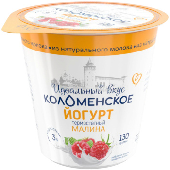 Йогурт Коломенский термостатный Малина 3%, 130г