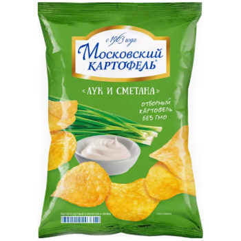 Чипсы картофельные Хрустящий картофель со вкусом лук и сметана, 60г