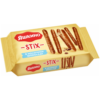 Печенье Яшкино STIX палочки в молочном шоколаде, 130г