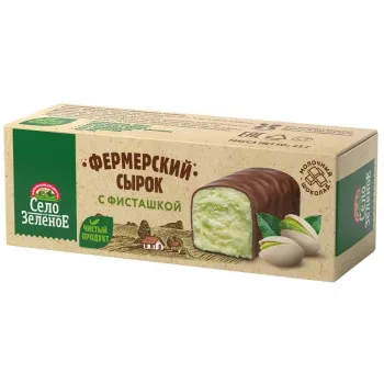 Сырок творожный «Село Зеленое» с фисташкой в молочном шоколаде 20,0% БЗМЖ, 45г