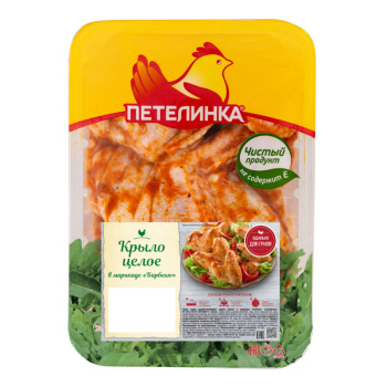 Крыло цыпленка-бройлера Петелинка в маринаде барбекю, охлажденное, 900г