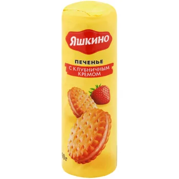 Печенье затяжное Яшкино с клубничным кремом, 190г