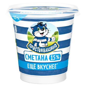 Сметана Простоквашино 15% БЗМЖ, 300г