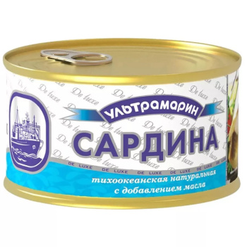 Сардина Морское содружество Натуральная с добавлением масла Ультрамарин, 240 г
