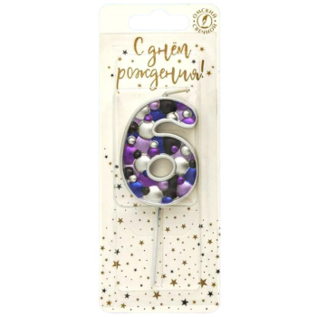 Свеча тортовая пузырьки 6, серебро 