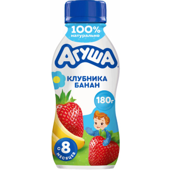 Йогурт Агуша клубника-банан 2,7% БЗМЖ, 180г