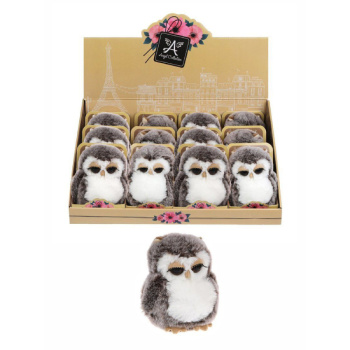Сова с ресничками коричневая, 14 см