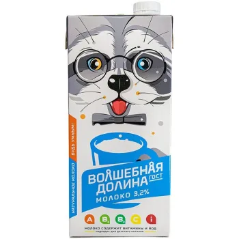 Молоко Волшебная Долина ультрапастеризованное, обогащенное витаминами и йодом, 3.2% БЗМЖ, 950мл