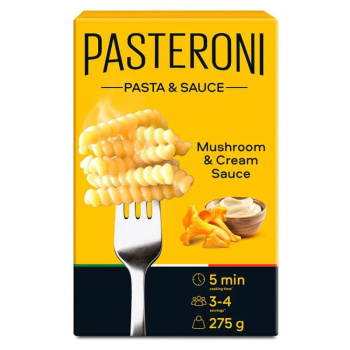 Макароны Джирандоле №124 со сливочно-грибным соусом, Pasteroni, 275г