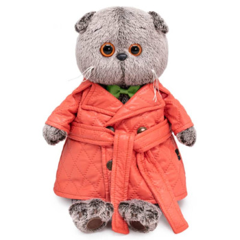 Мягкая игрушка Кот Басик в стёганом пальто, 25см