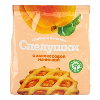 Печенье Спелушки сдобное, с абрикосовой начинкой, 350г