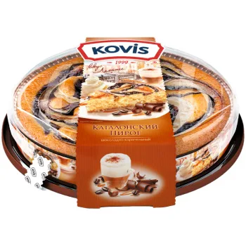 Пирог Каталонский Kovis бисквитный Шоколадно-карамельный со Сливочным кремом, 400г